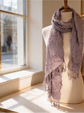 Women’s scarf Gray and silver, shawl, wrap with fringe, warm, winter